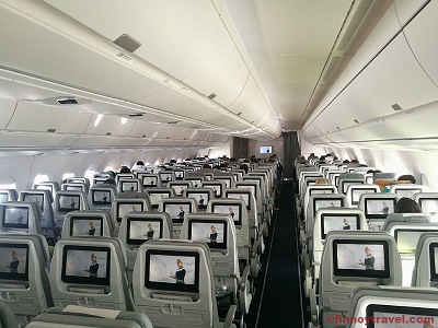 The cabin of Finnair A350 plane
