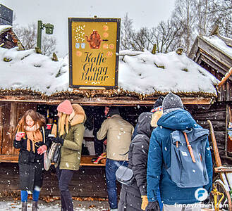 A gl&ouml;gg market stall at the Skansen's Christmas Market.
