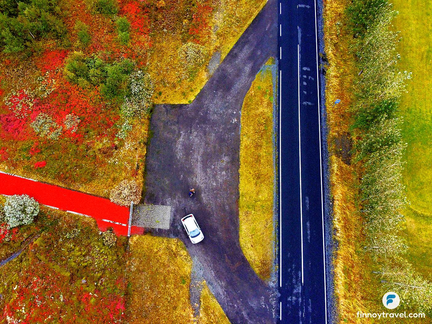 Our car hire Toyota Aygo parked safely at the sideroad in Iceland