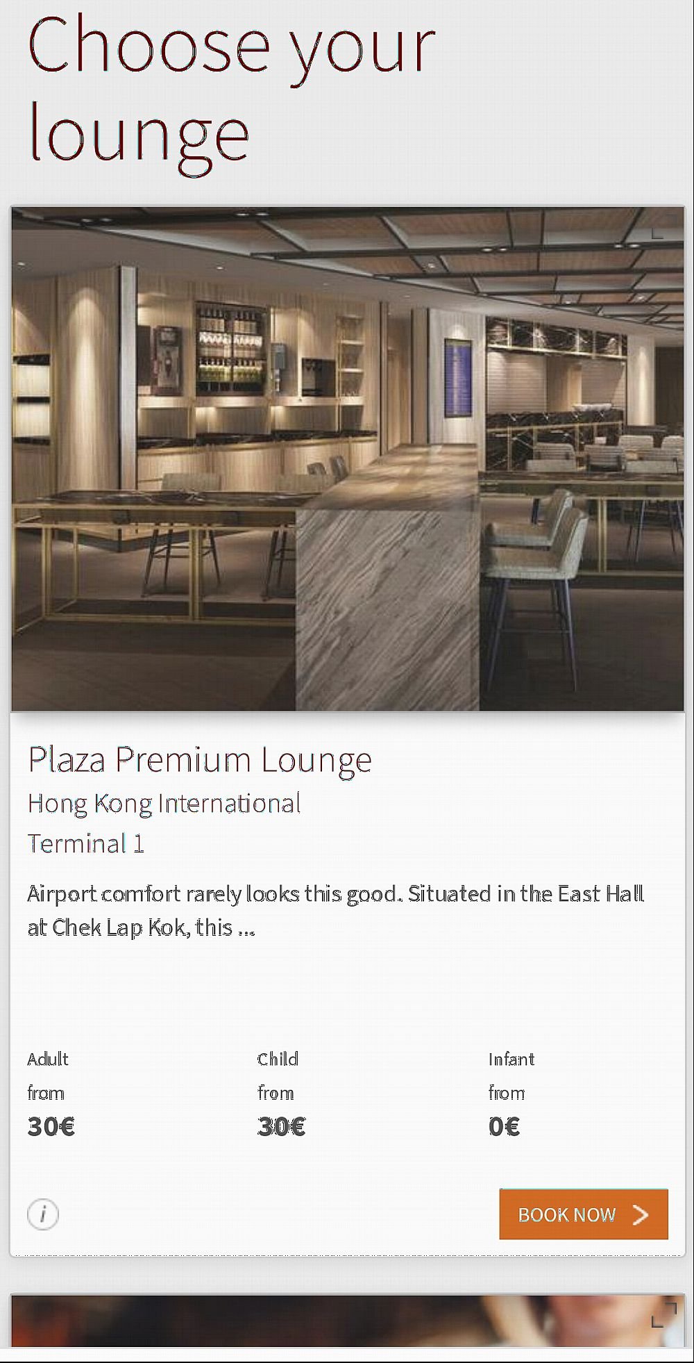The lounge list of Hong Kong Airport