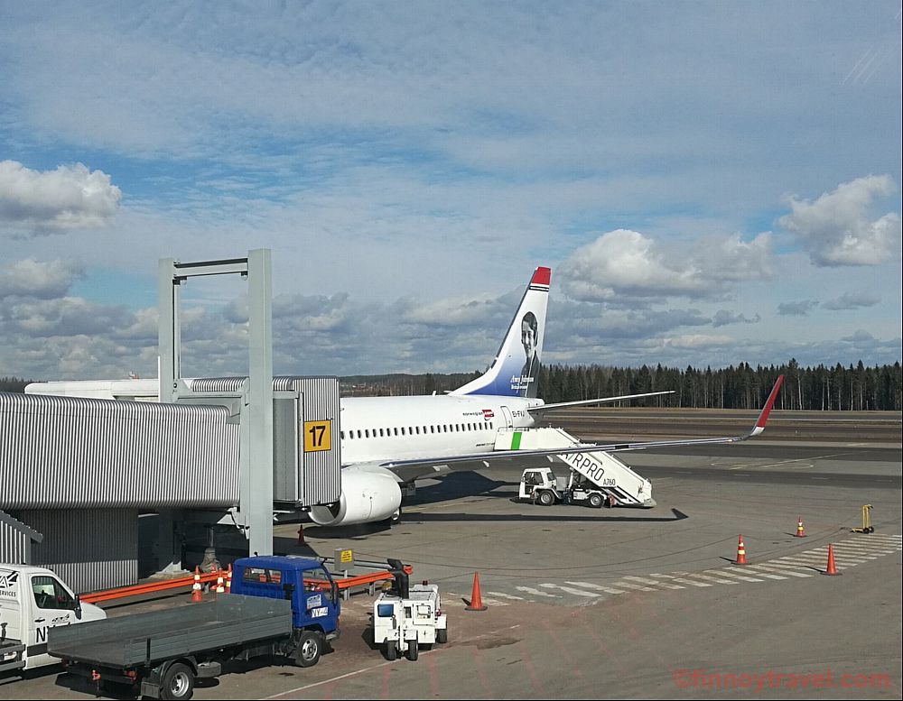 Norwegian plane tail at Helsinki Airport