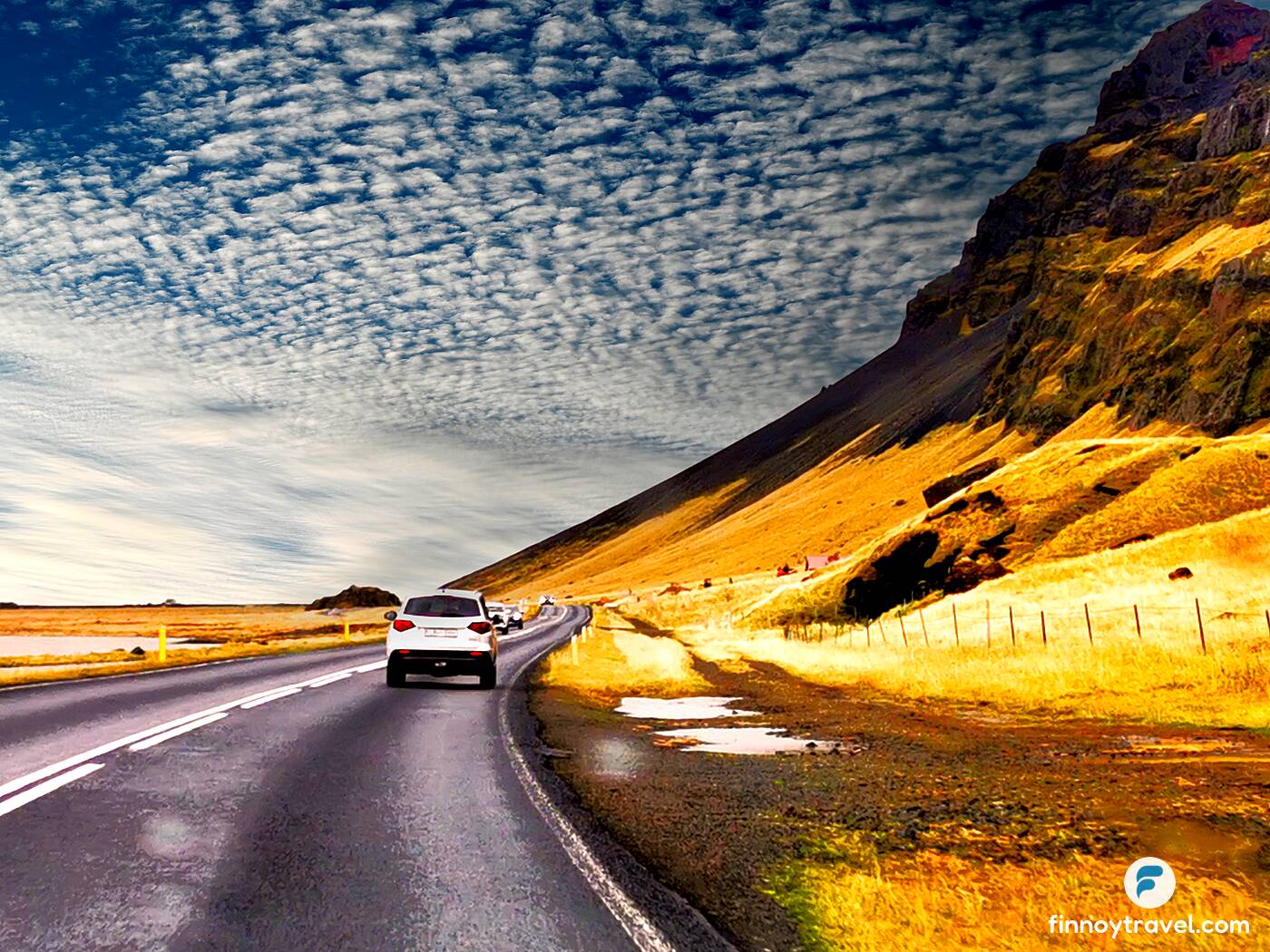 A car hire driving in Iceland