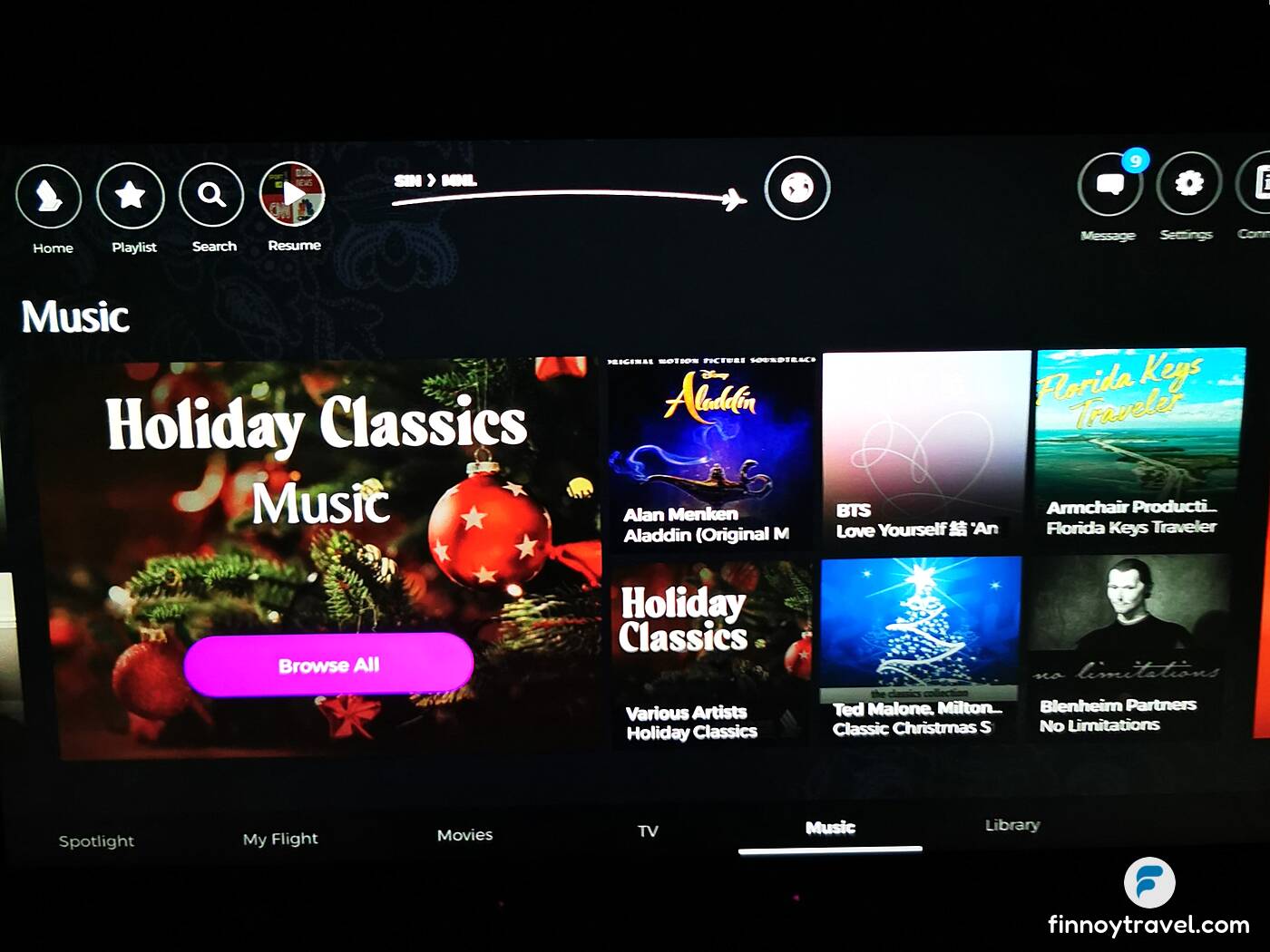 In-flight entertainment of Singapore Airlines