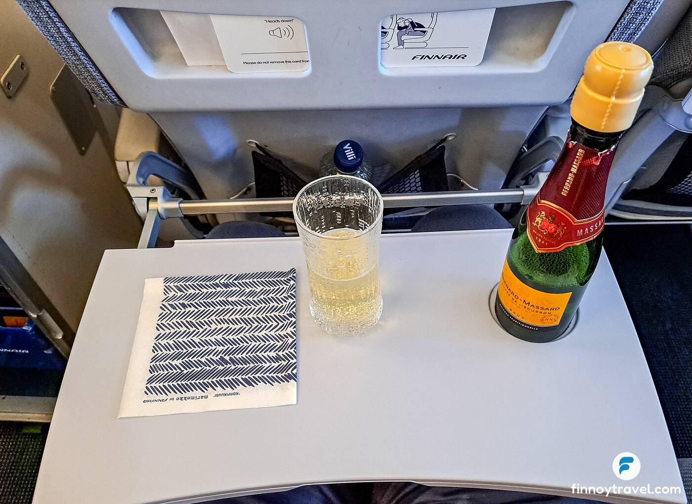 Sparklling wine served in Finnair Business class