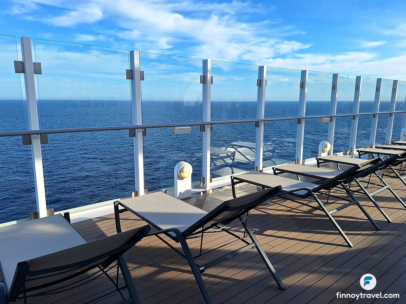 Sun beds on outer decks