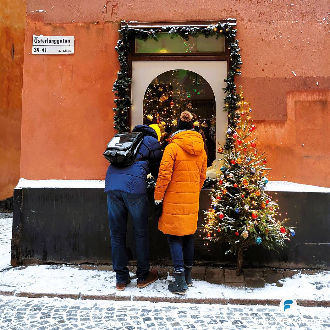 Christmas decorations in Stockholm Old Town