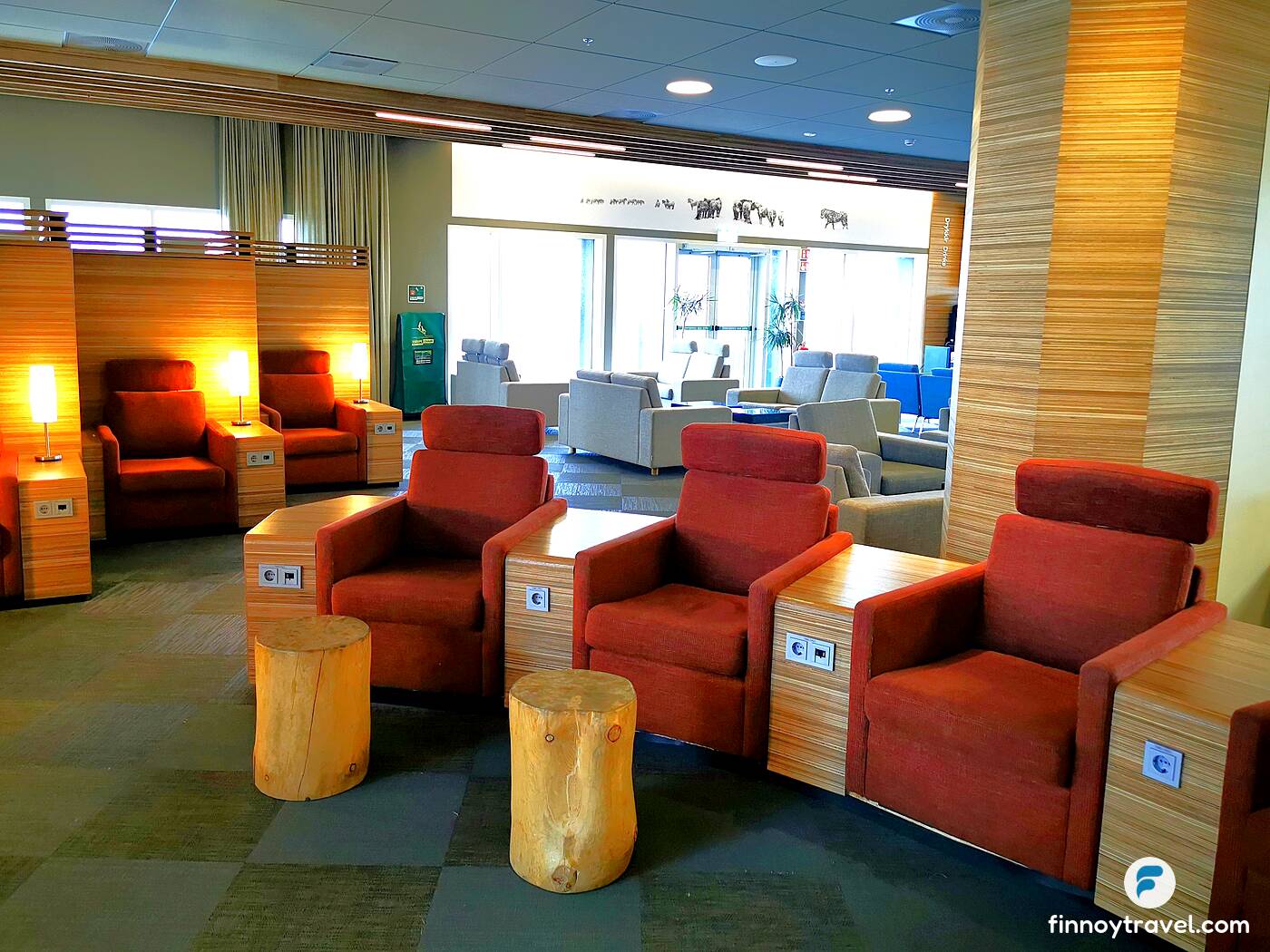 Wood side tables at Saga Lounge