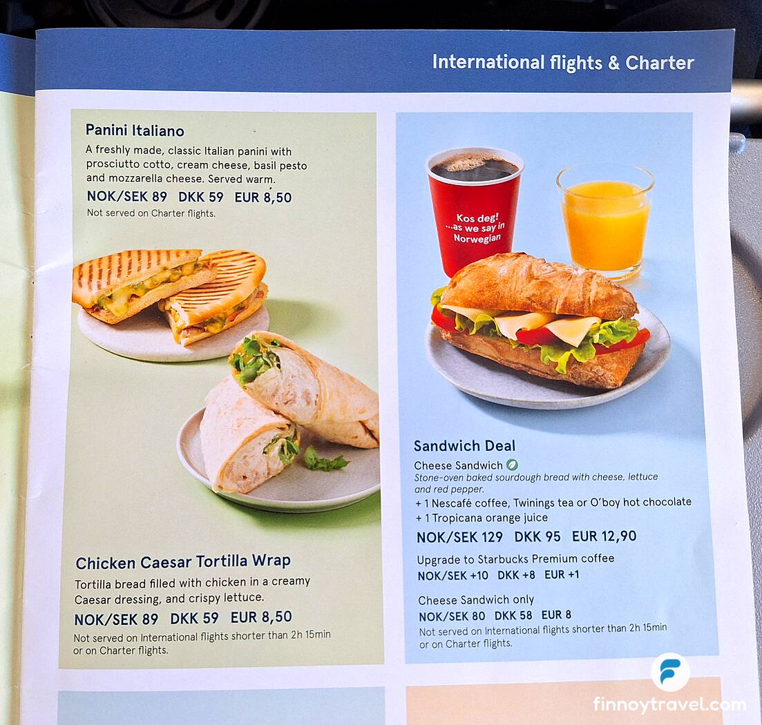 Norwegian Airin ruokalista