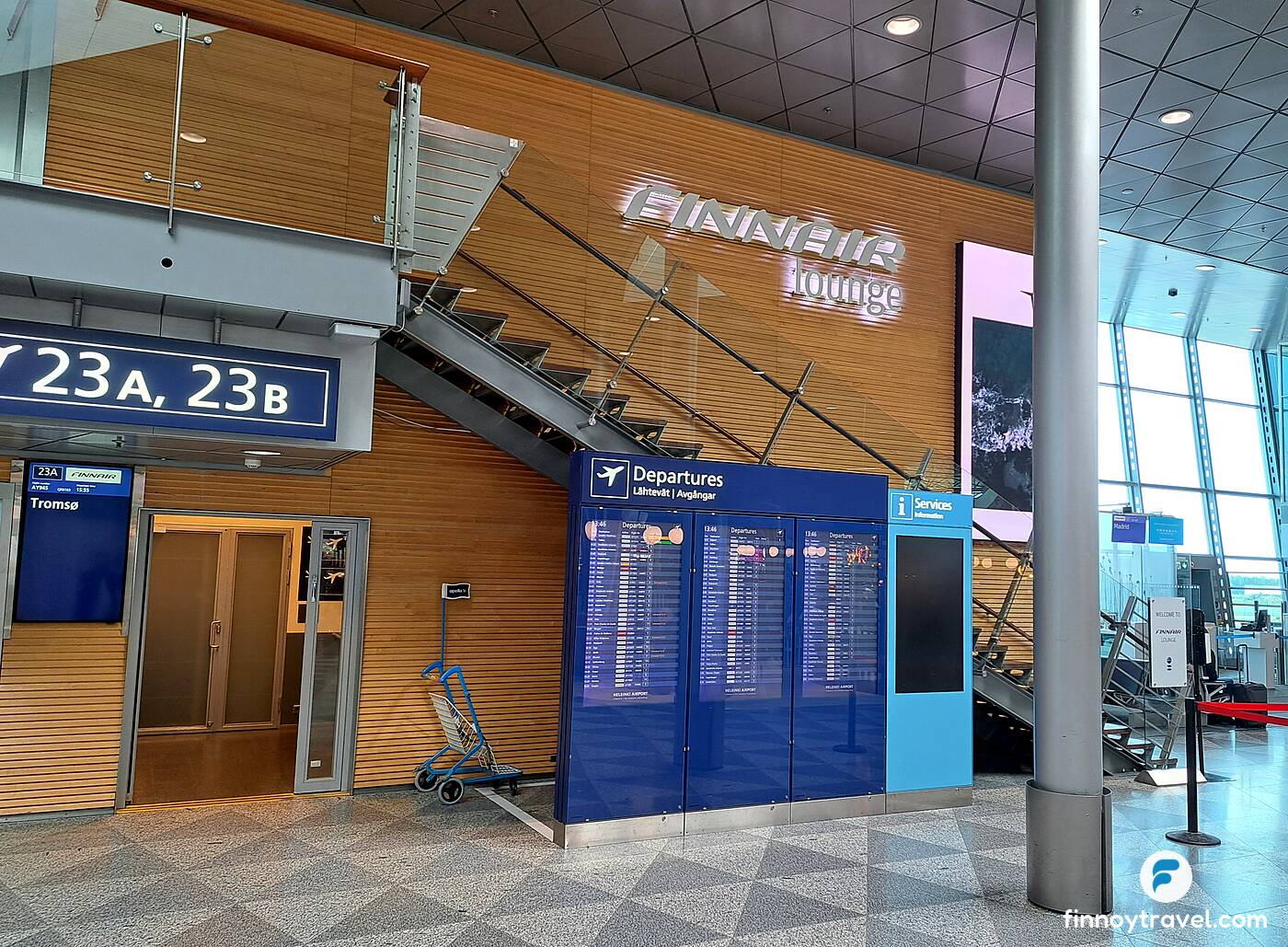 The access to Finnair Lounge, Schengen Area in Helsinki Airport