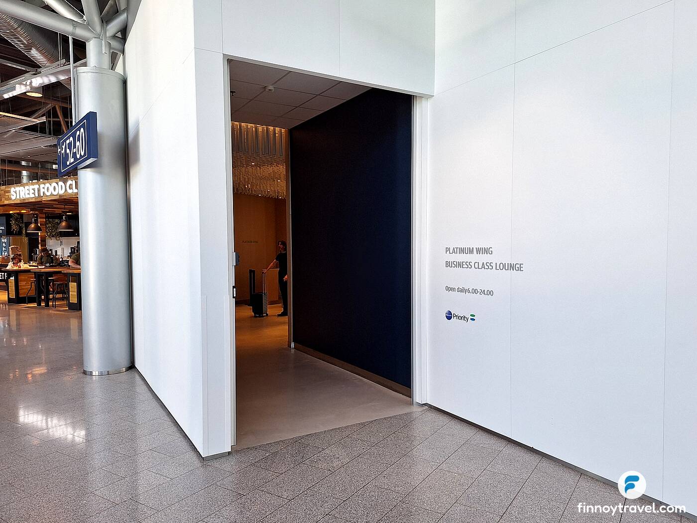 The door to Finnair non-Schengen Lounge at Helsinki Airport