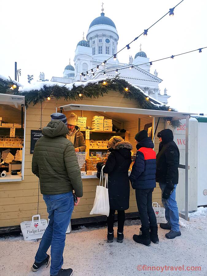 Helsinki Christmas market selling fudges