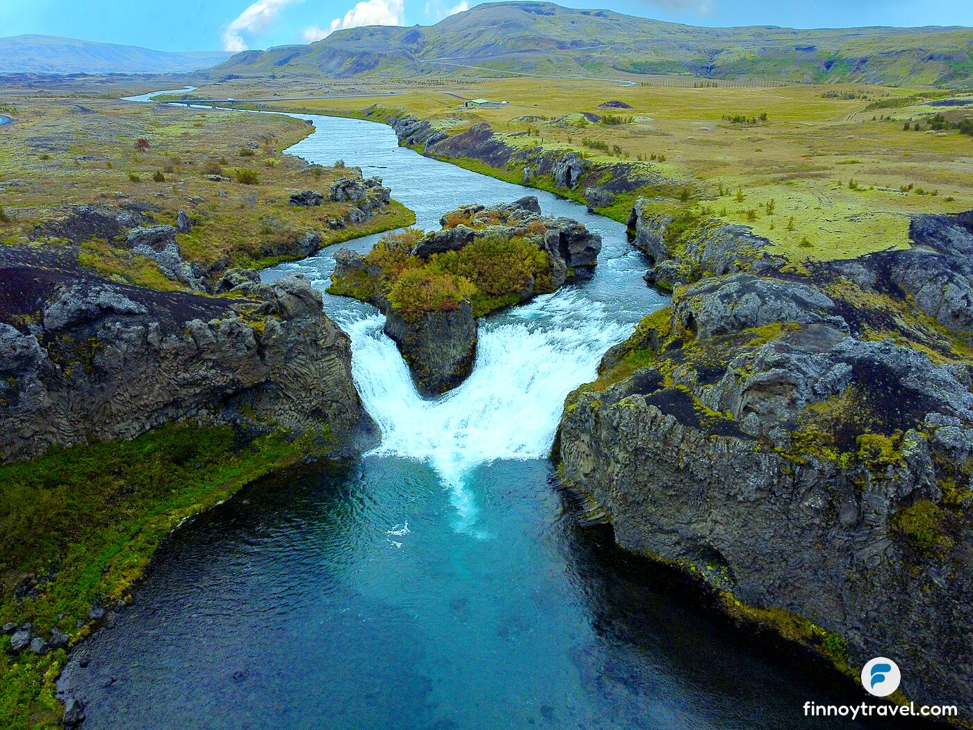 Hjálparfoss Falls in Iceland
