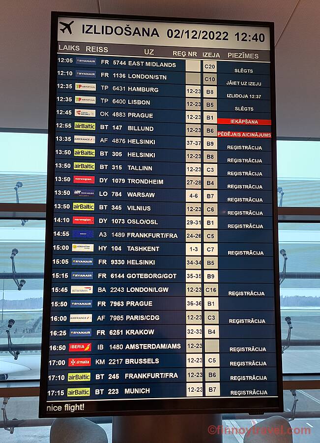 Flight information screen