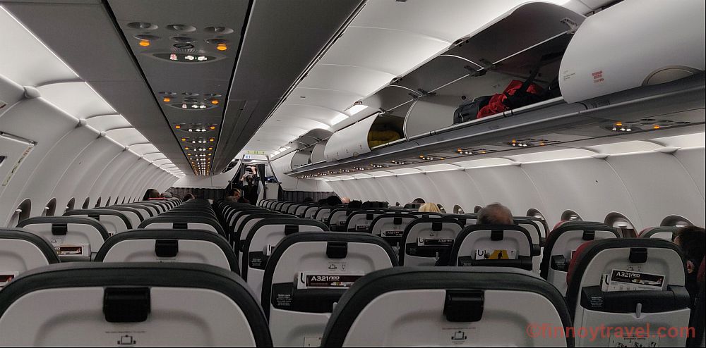 The cabin of Airbus A321 of TAP