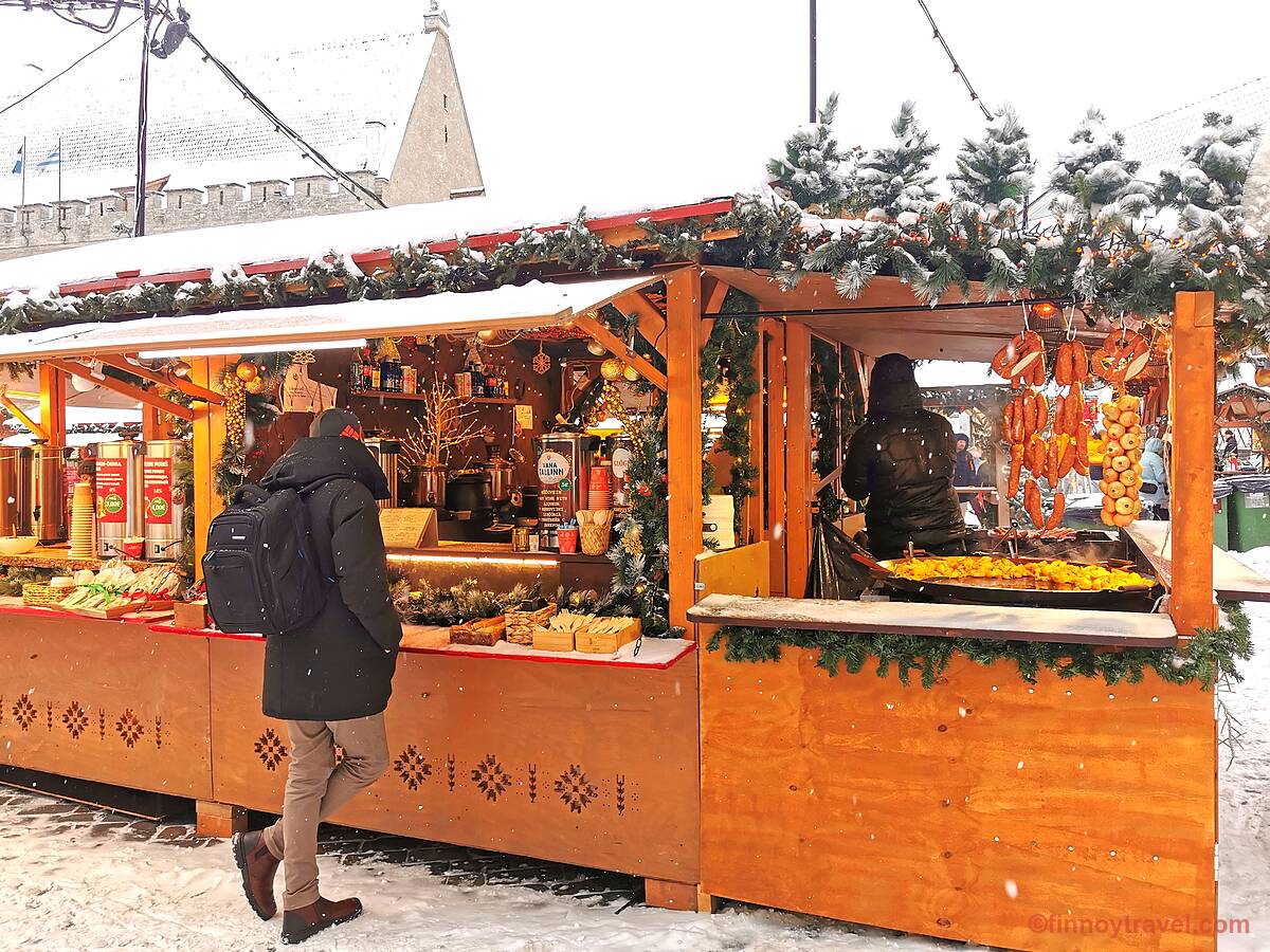 The stalls at the Christmas Market offer traditional Christmas food