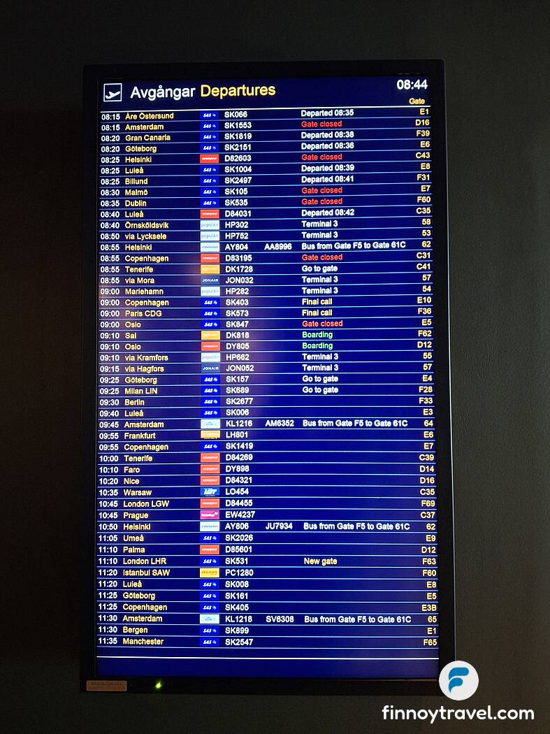 Flight information screen