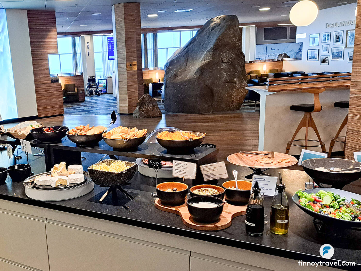 The buffet table of Icelandair Saga Lounge