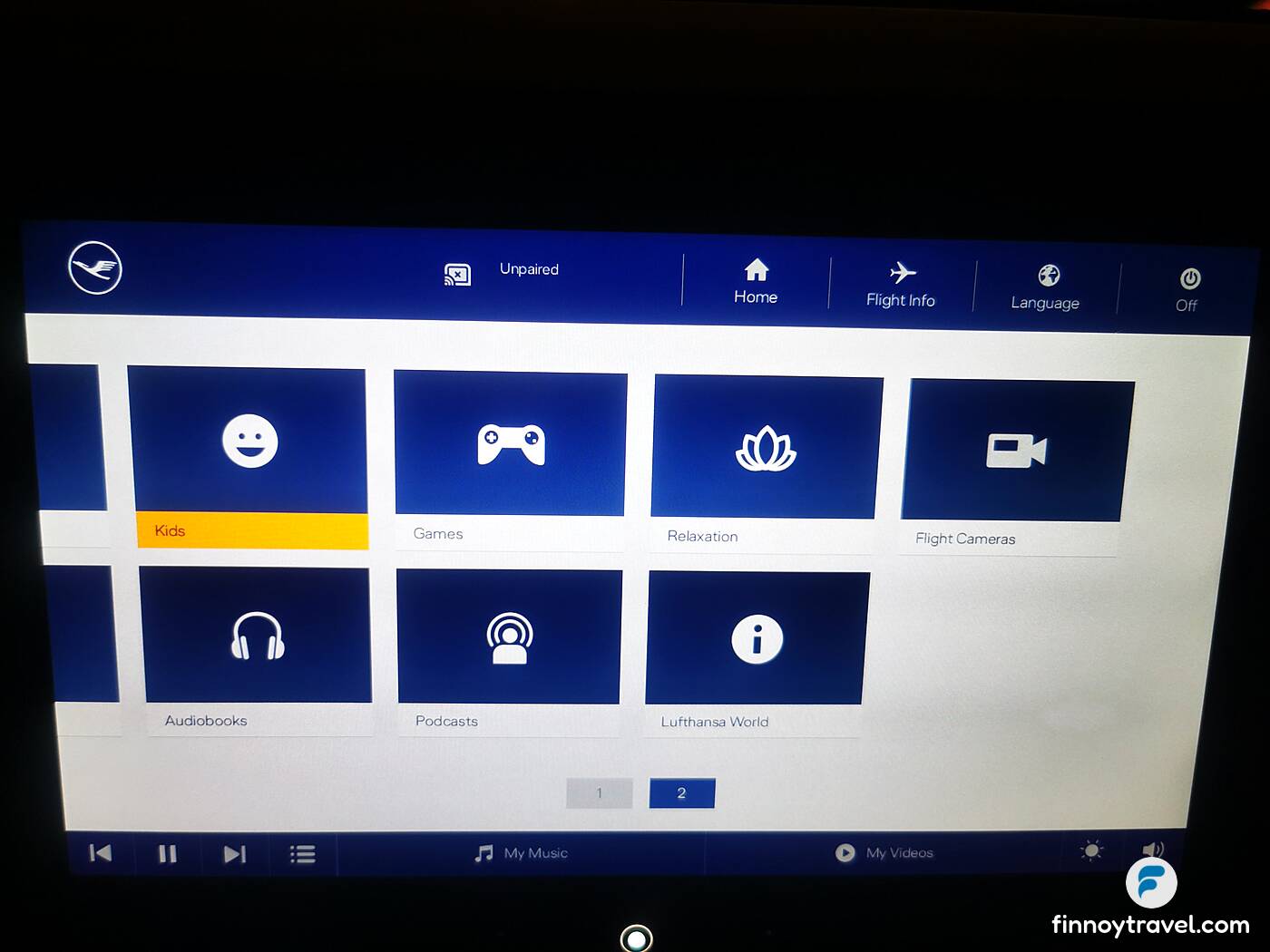 inflight entertainment system features of Lufthansa