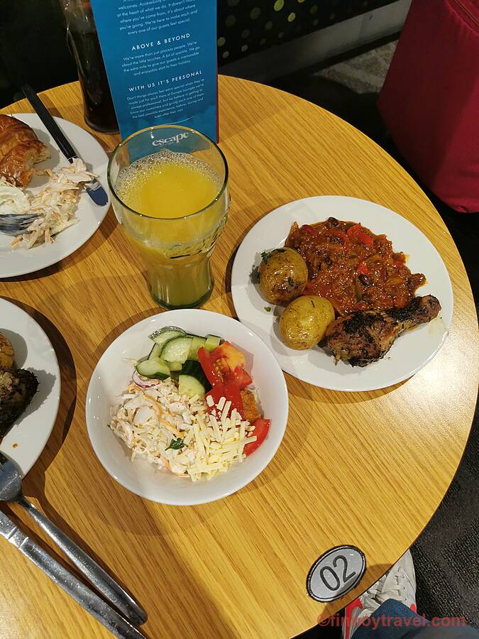 Comida na Escape Lounge