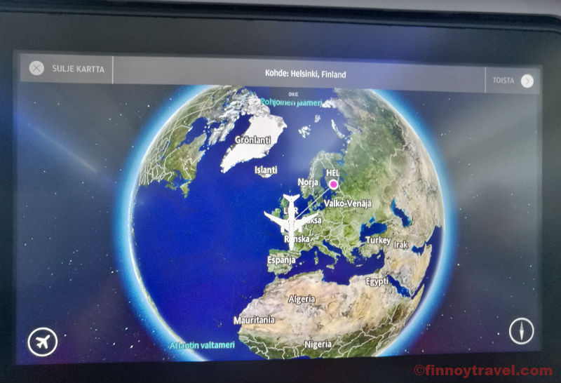 Mapa do sistema de entretenimento do A350 da Finnair