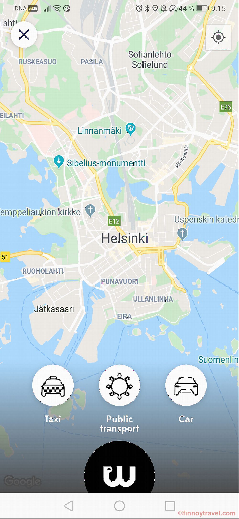 Mapa de Hels&iacute;nquia no app Whim