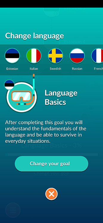 Escolher um idioma no WordDive