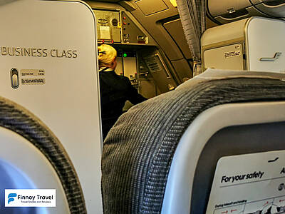 Business cabin ng Finnair sa maikling ruta