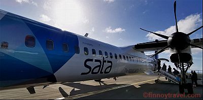 蓬塔德尔加达机场的 SATA Air Acores Dash Q400