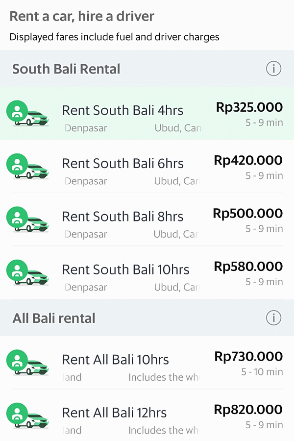 Grab 按小时包车